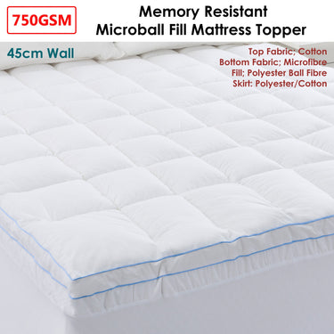 Cloudland 750GSM Memory Resistant Microball Fill Mattress Topper Queen